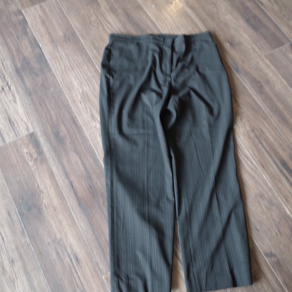 Dark Pin Stripped Trousers By Haggar Petite